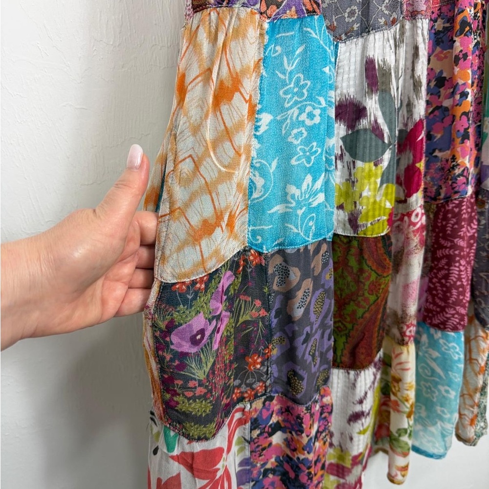 Young Threads Patchwork Boho Mini Dress Denim Bod… - image 3